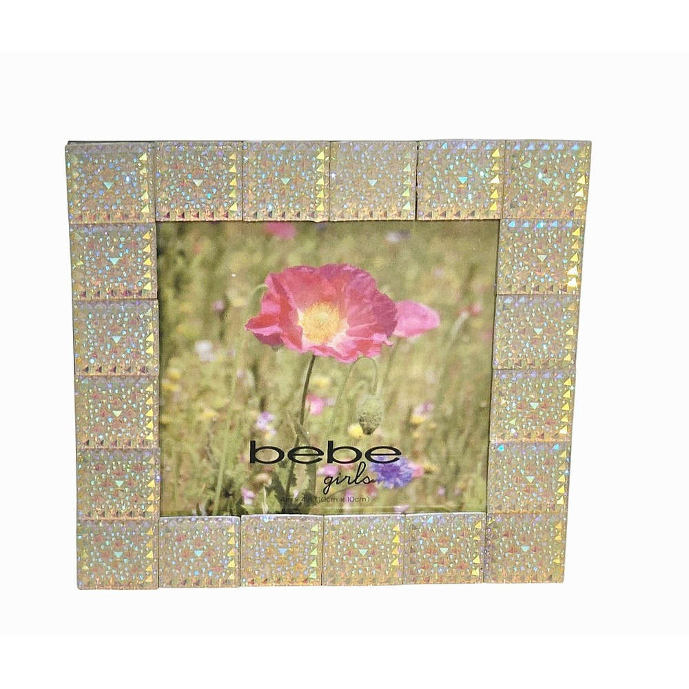 Bebe Girls Iridescent Rhinestone 4x4 Photo Frane